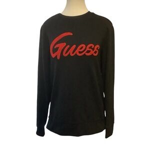 GUESS LOS ANGELES BLACK WITH RED EMBROIDERED LOGO LONG SLEEVE SWEATSHIRT/ Size M
